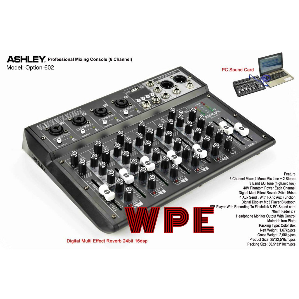mixer audio ashley option 602 original ashley option602