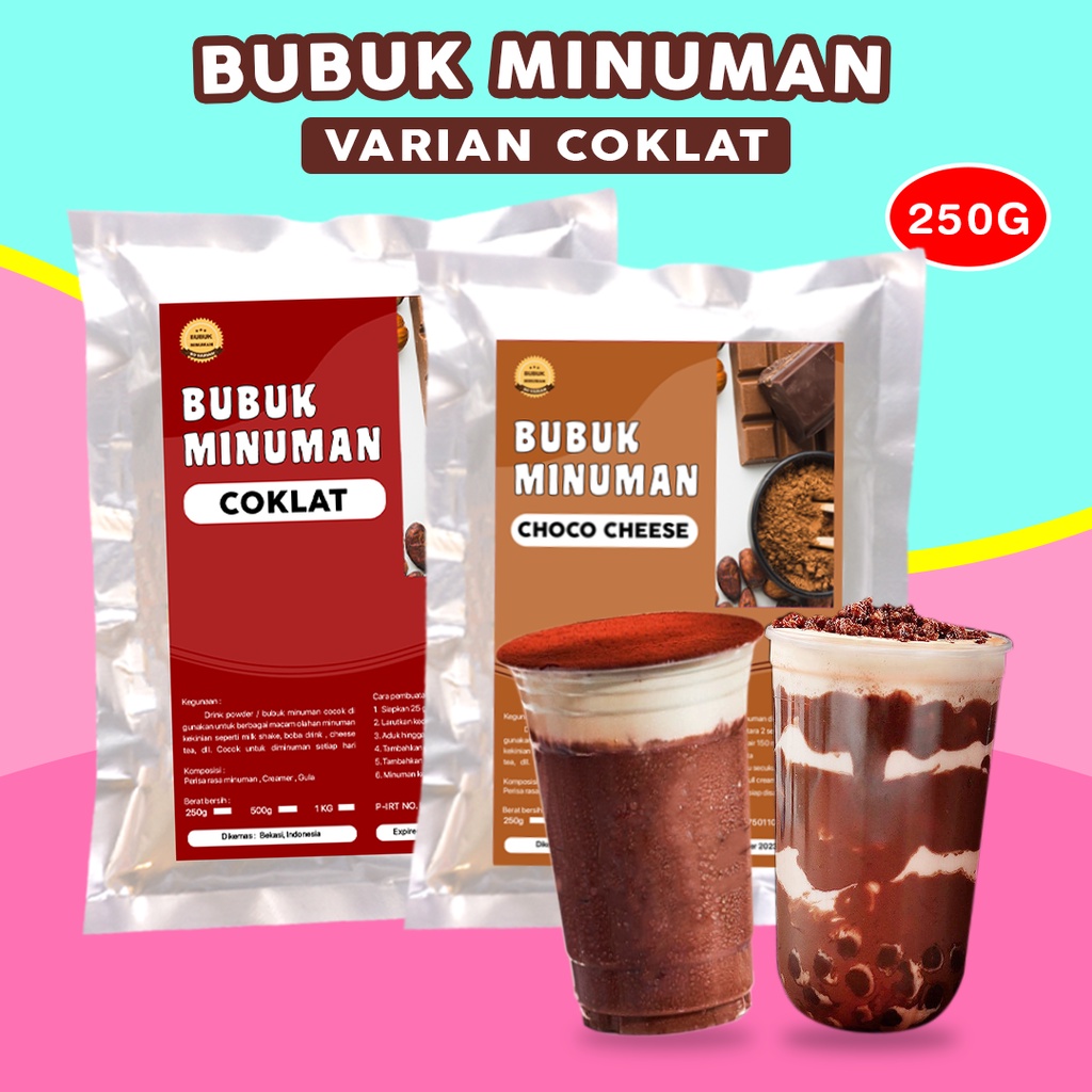 BUBUK MINUMAN RASA COKLAT 250G / BUBUK MINUMAN BOBA 250G / SERBUK MINUMAN ANEKA RASA COKLAT 250G / BUBUK MINUMAN KEKINIAN 250G / SERBUK MINUMAN BOBA 250G/ POWDER DRINK