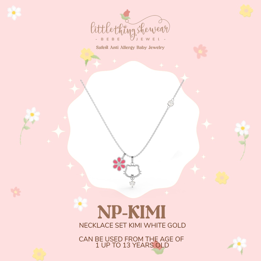 Set Kalung Anak Emas Putih Littlethingshewear NP-KIMI - Necklace Set Kimi The Florist Series (Liontin + Rantai)