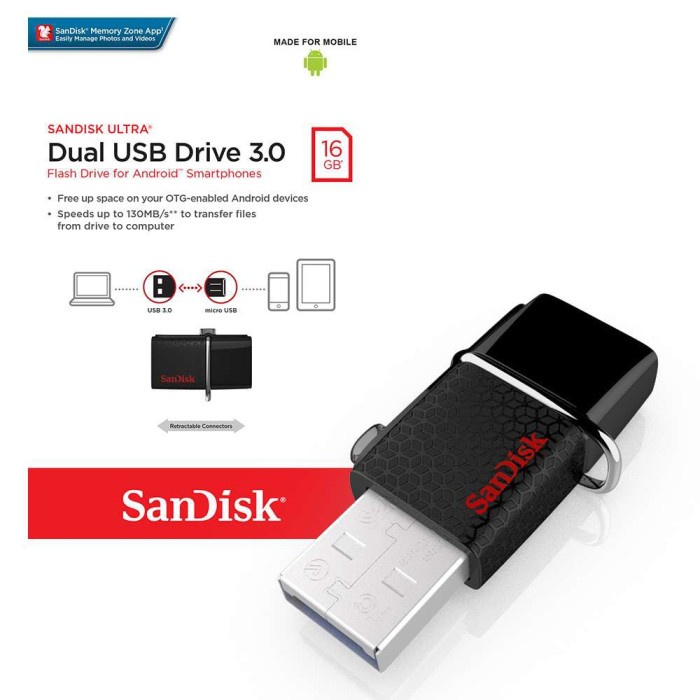 Ultra Dual USB Drive OTG 16GB 32GB 64GB SanDisk USB 3.0 16 32 64 GB