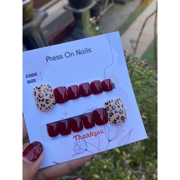 press on nails fakenail kaki leopard