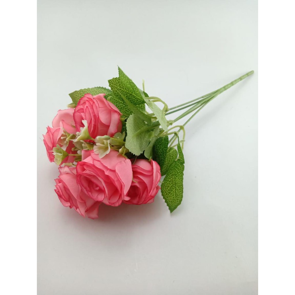 COD BUNGA MAWAR BUNGA TANGKAI PLASTIK BUNGA ARTIFISIAL BUNGA PAJANGAN IMITASI BUNGA HIASAN BT9039-ROSE
