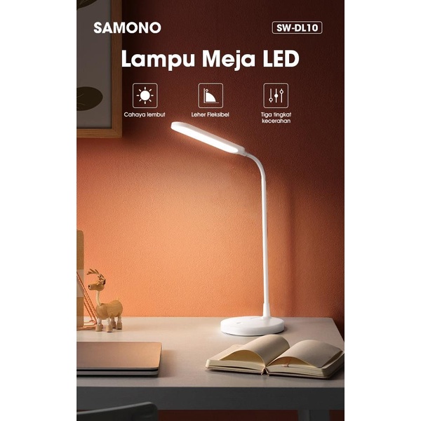 Samono SW-DL10 Lampu Meja Baca LED Desk Lamp 1800mAh Fleksibel 360