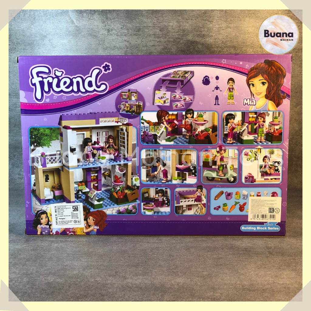 BRICKS BELA FRIENDS FOOD MARKET MAINAN EDUKASI ANAK CEWE PEREMPUAN FRIEND BLOCK 10495