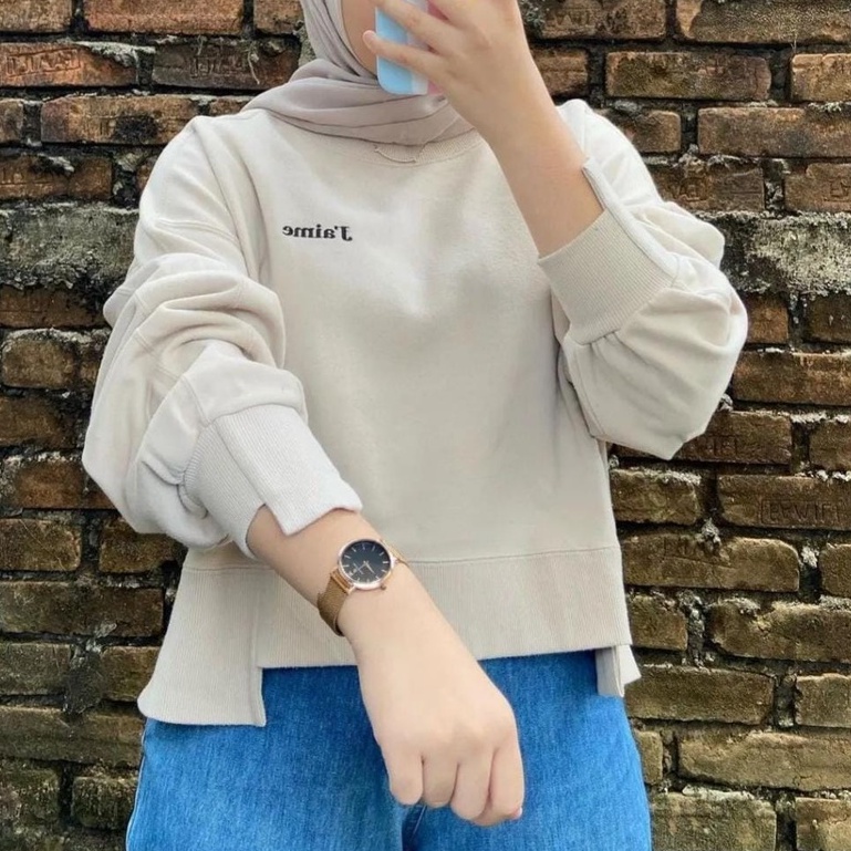 AIME BORDIR Sweater Kekinian Ala Korea Crewneck Sweatshirt Kpop Wanita Oversize Fashion Outfit Ootd Korean Style Sweter Crewnek Switter Krop Cewe Krunek Perempuan Sweeter Viral Remaja Korea Atasan Cewek Premium LD 110 PB 65 BB 45 s.d 65Kg