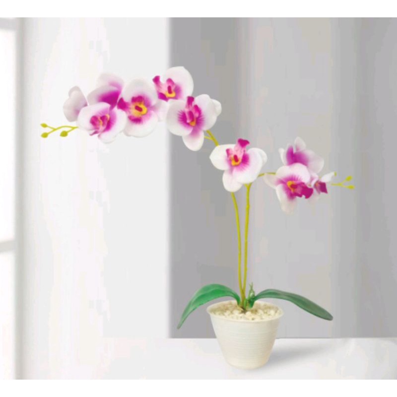 bunga anggrek bulan artificial bunga anggrek plastik bunga anggrek bunga dekorasi Termasuk pot