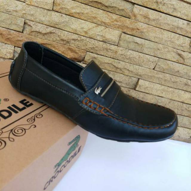 Alv 001 [Satipa_Store] Sepatu Pria Slip On kasual Semi Formal Kulit Sapi Asli Slop Pansus Crocodile.