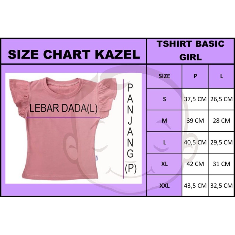 Kazel Tshirt Basic - Girl Edition Rumbai 1-6 Tahun CBKS SO