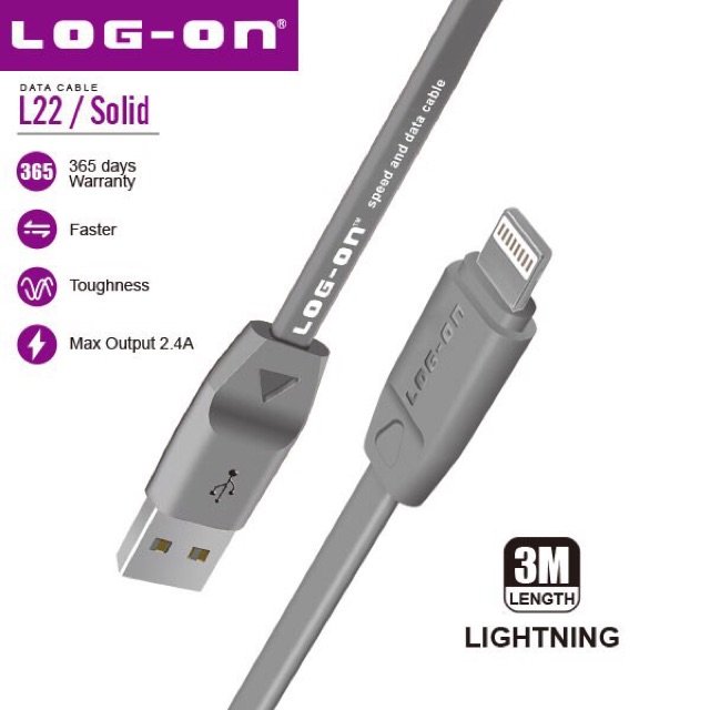 KABEL DATA LOG ON L22 3M IPH 5/6/7/8 SAFE&amp;SPEED - KABEL CHARGER