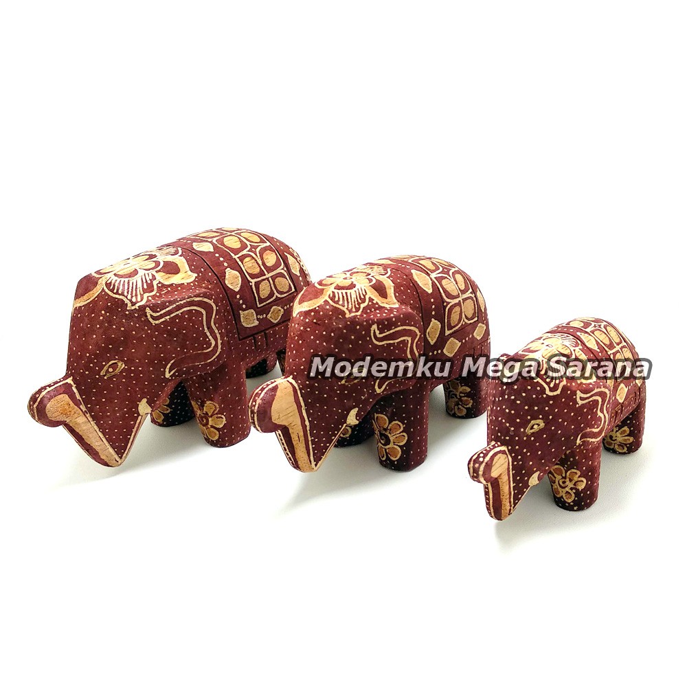 [3pcs] Pajangan Gajah Batik Khas Jogja - BN01