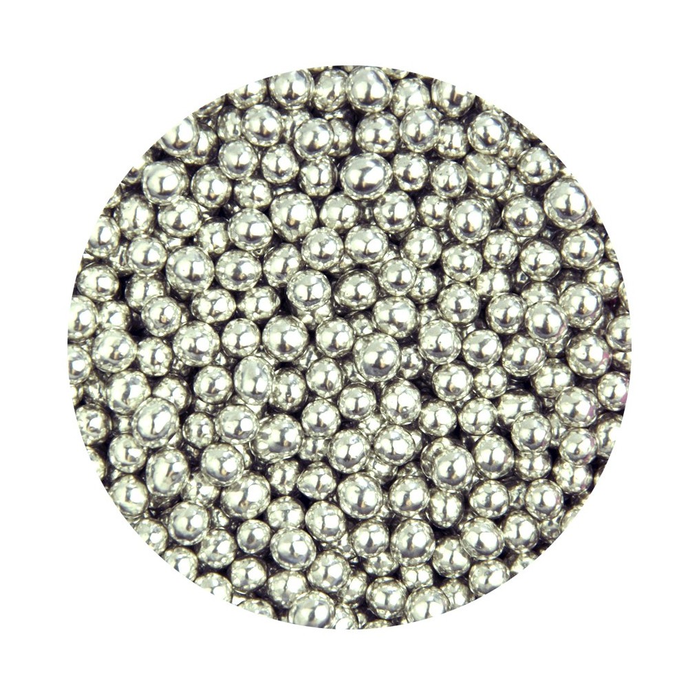 EDIBLE MEDIUM BEADS 50GR - HIASAN CAKE MUTIARA 4MM SUGAR PEARL - GOLD SILVER DRAGEE BALL - SILVERPIL