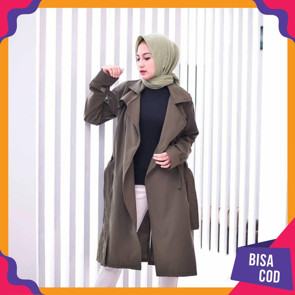 Blazer Wanita Korea Panjang Kerja Bahan Baby Canvas Blazer Wanita Outer Premium Jas Wanita Korea