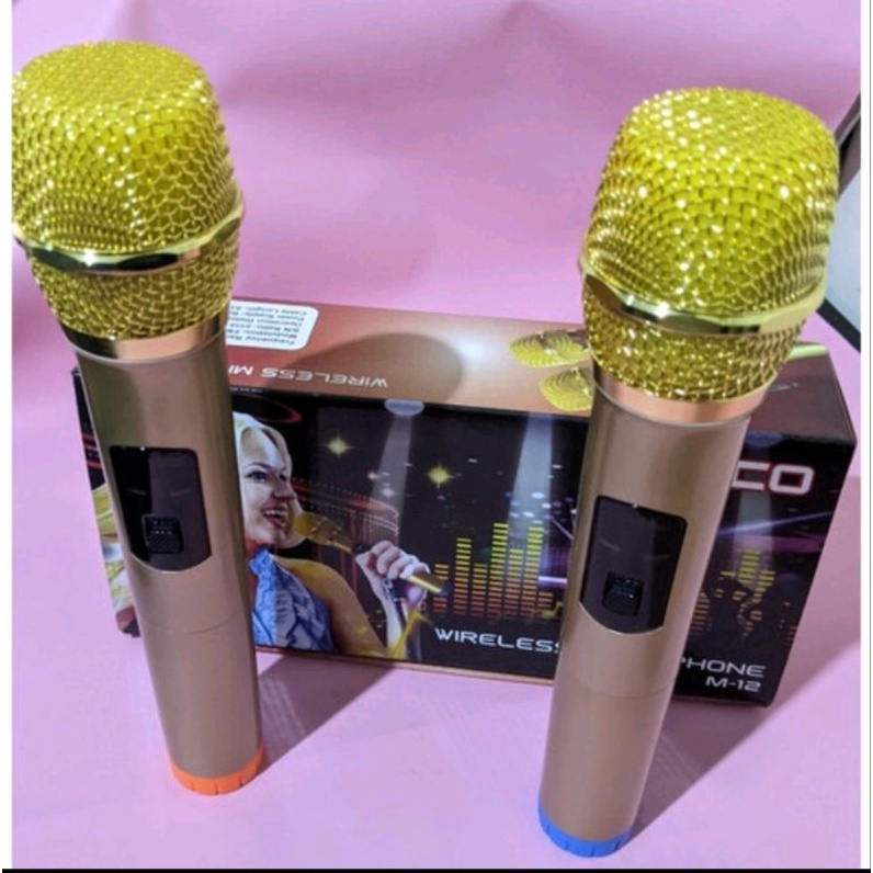 COD!! MIC WIRELESS DOUBLE M-12 Mikrofon Tanpa Kabel Suara Jernih