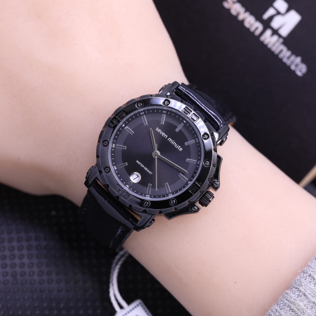 Jam Tangan Wanita L6851S Tali Kulit Tanggal Aktif Free Box &amp; Baterai