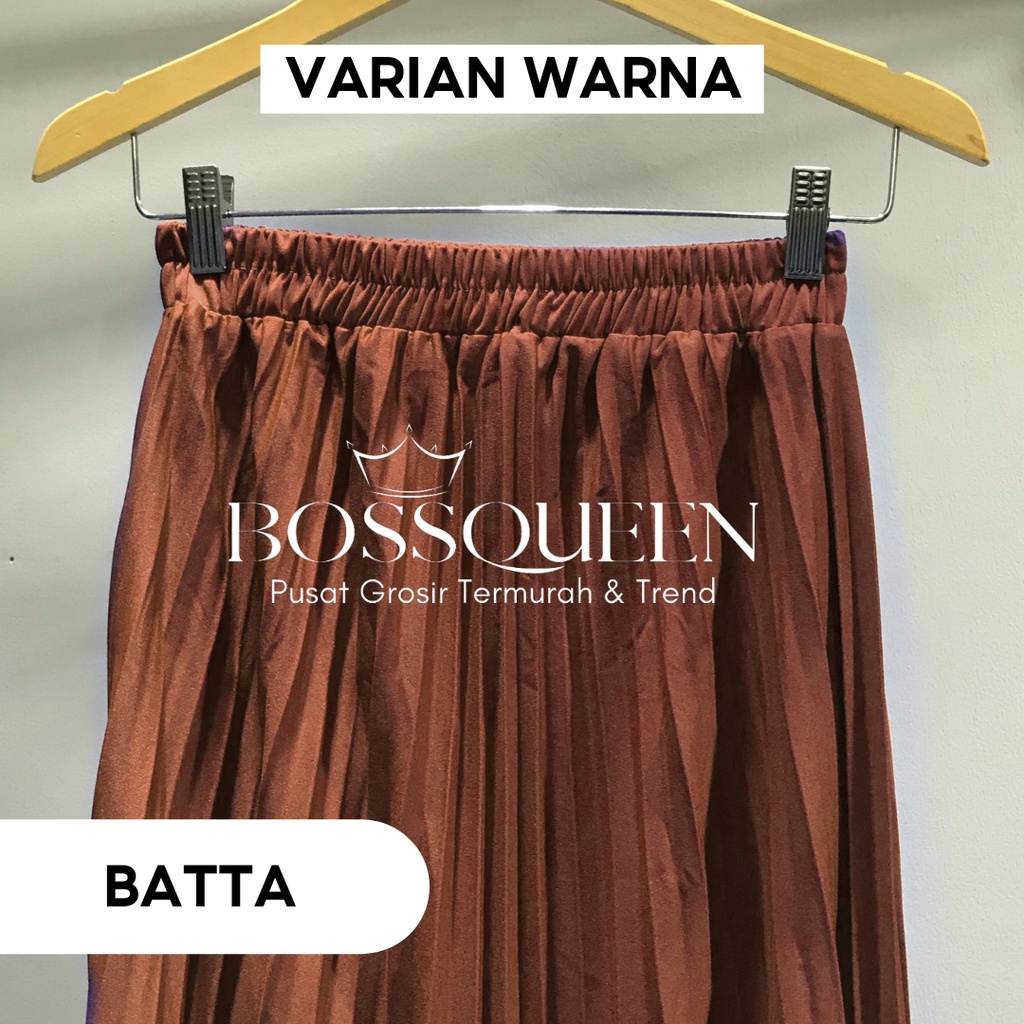 ROK PLISKET BAWAHAN PANJANG JUMBO/ROK. KERJA WANITA MUSIMAH TERMURAH TERLARIS-MERAH BATA