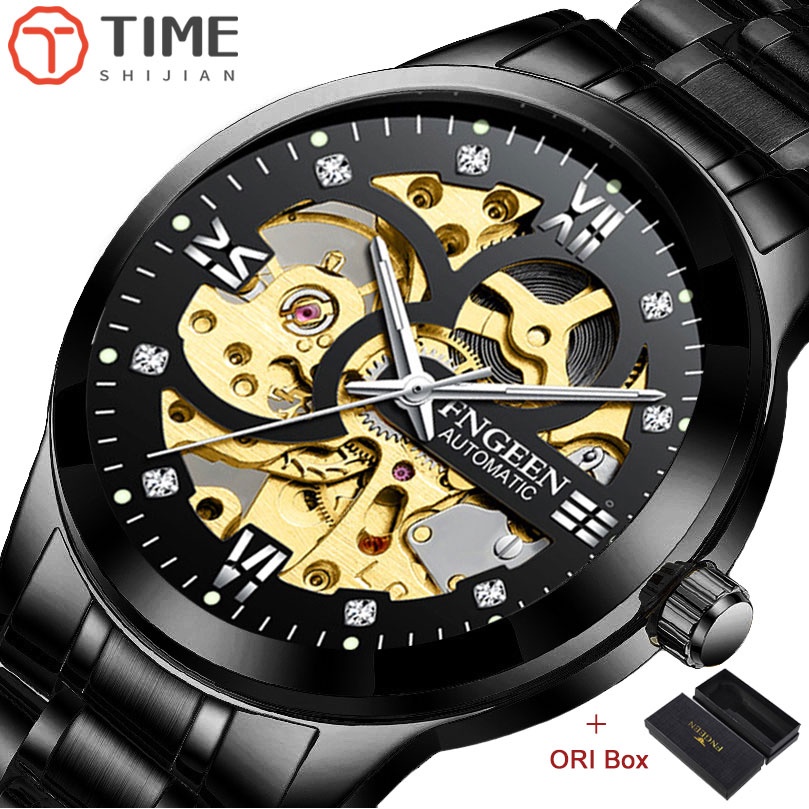 FNGEEN 6018 Mekanik Otomatis Jam Tangan Pria Luxury Stainless Steel Original Anti Air Automatic Watc