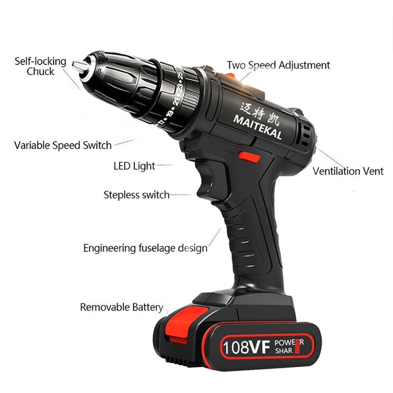 Reaim 399VF Mesin Bor Impact Drill / Bor baterai / Bor Tanpa Kabel / Bor Listrik 108Vf / Bor Listrik Set / Bor Tangan Listrik / Bor baterai