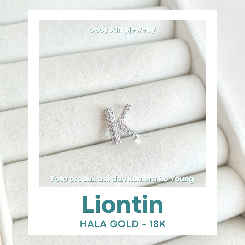 Liontin Hala Gold Huruf K Kadar 18K