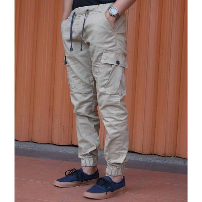 Celana Panjang Jogger Cargo Bahan Melar