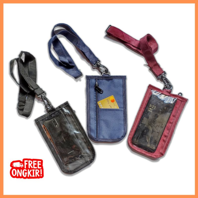 Dompet Hanging wallet mika - Sako Wallet Canvas - Dompet Leher Mini - Dompet Kalung Kartu - Pelindun