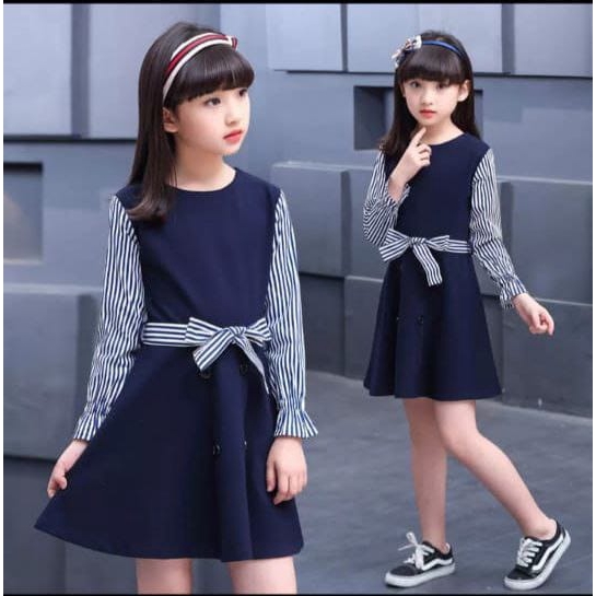 [kid suzy navy RO]Dress anak perempuan ardila crep navy