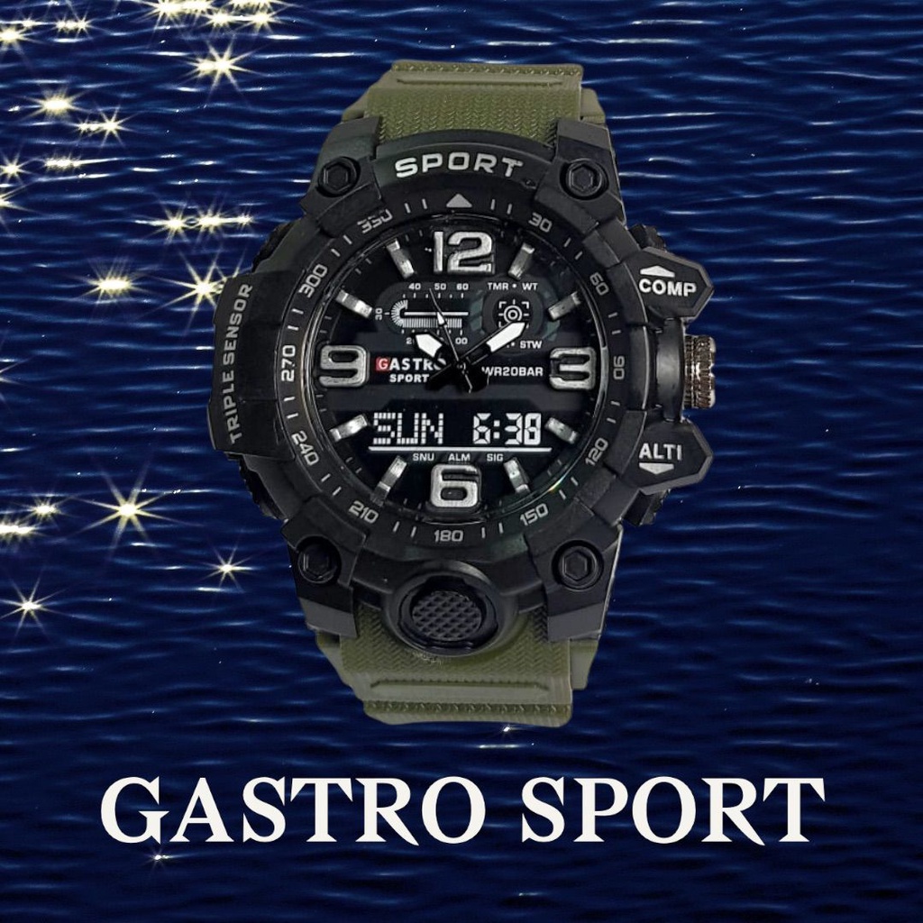 (COD) Jam Tangan Pria Gastro Sport Gs3258 K Tali Rubber Free Box & Baterai Cadangan