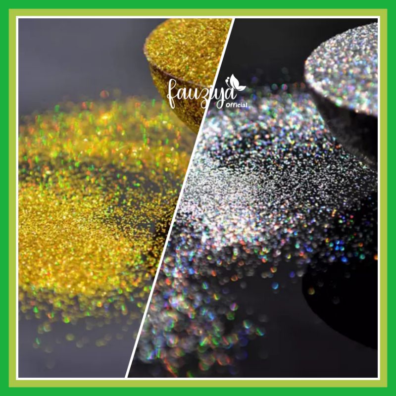 GLITTER HOLOGRAM bubuk serbuk glitter powder warna gold dan silver
