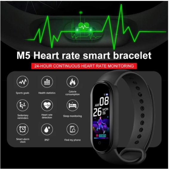 M5  M6 Band Bluetooth Smart Band Men Sport Smartband Heart Rate Monitor Blood Pressure Tracker Fitness