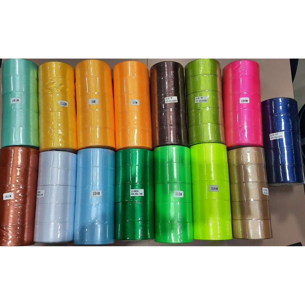 

Pita Ribbon Satin Taiwan Lebar 1½ inch 1.5 inch - (4 cm) per pack isi 5 roll