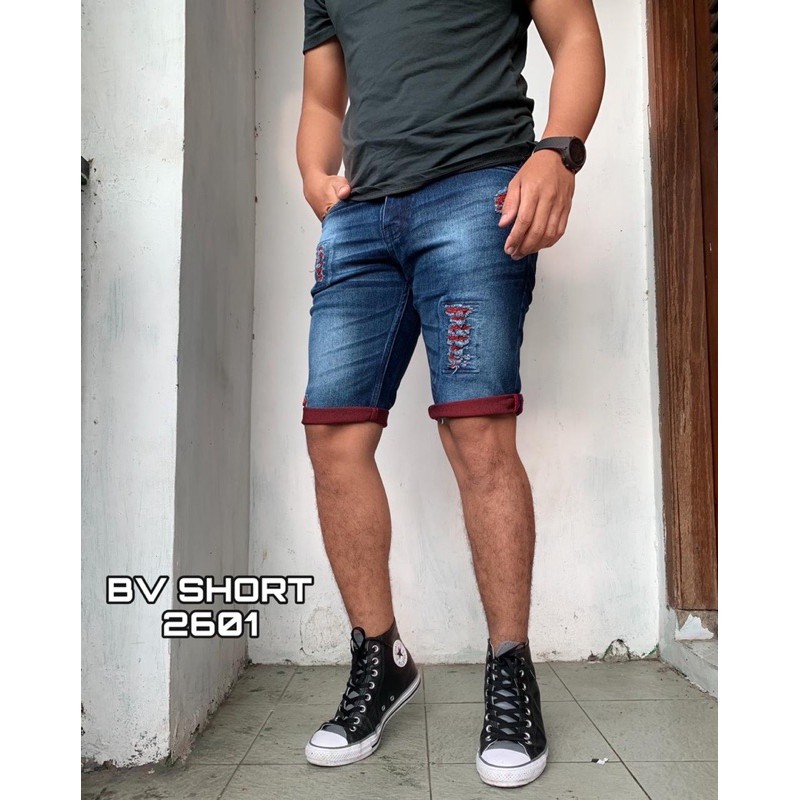 Celana pendek sobek pria ripped jeans Black Viper short jeans import terbaru termurah terpopuler korean style