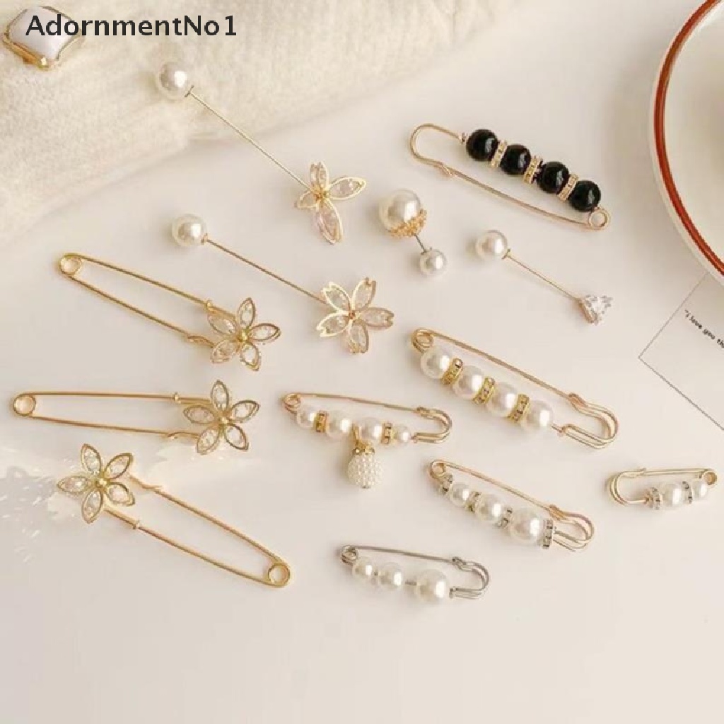 (AdornmentNo1) Bros / Pin Motif Bunga Aksen Mutiara + Hollow Untuk Aksesoris Wanita