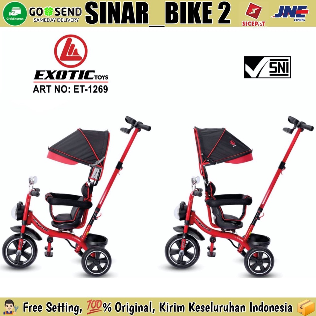 Sepeda Roda Tiga 3 EXOTIC ET-1267,1269 Kursi Putar Kanopi Tricycle Anak