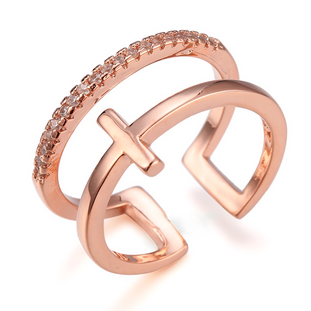 Cincin Sterling Silver 925 Model Silang Adjustable Untuk Wanita Jza009