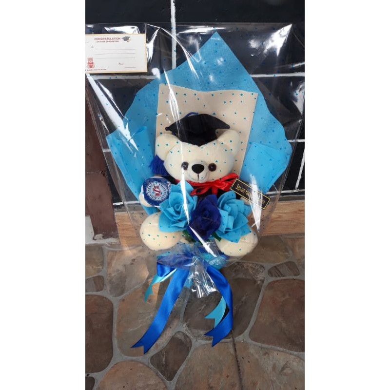 Buket Bunga Boneka Wisuda Bucket Bunga Teddy Bear Karakter Kado Hadiah/Anniversary/Ulang Tahun Ultah