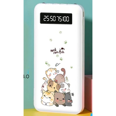 Powerbank 50000mAh 4 Cables Cute External Battery Mini Power Bank Dual USB LED Portable Fast Charger Real Capacity hohua