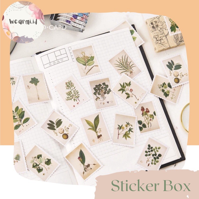 

45 Pcs Deco Sticker Box Planner DIY Scrapbook Stiker Dekor Kotak Vintage Postcard Stempel stamp