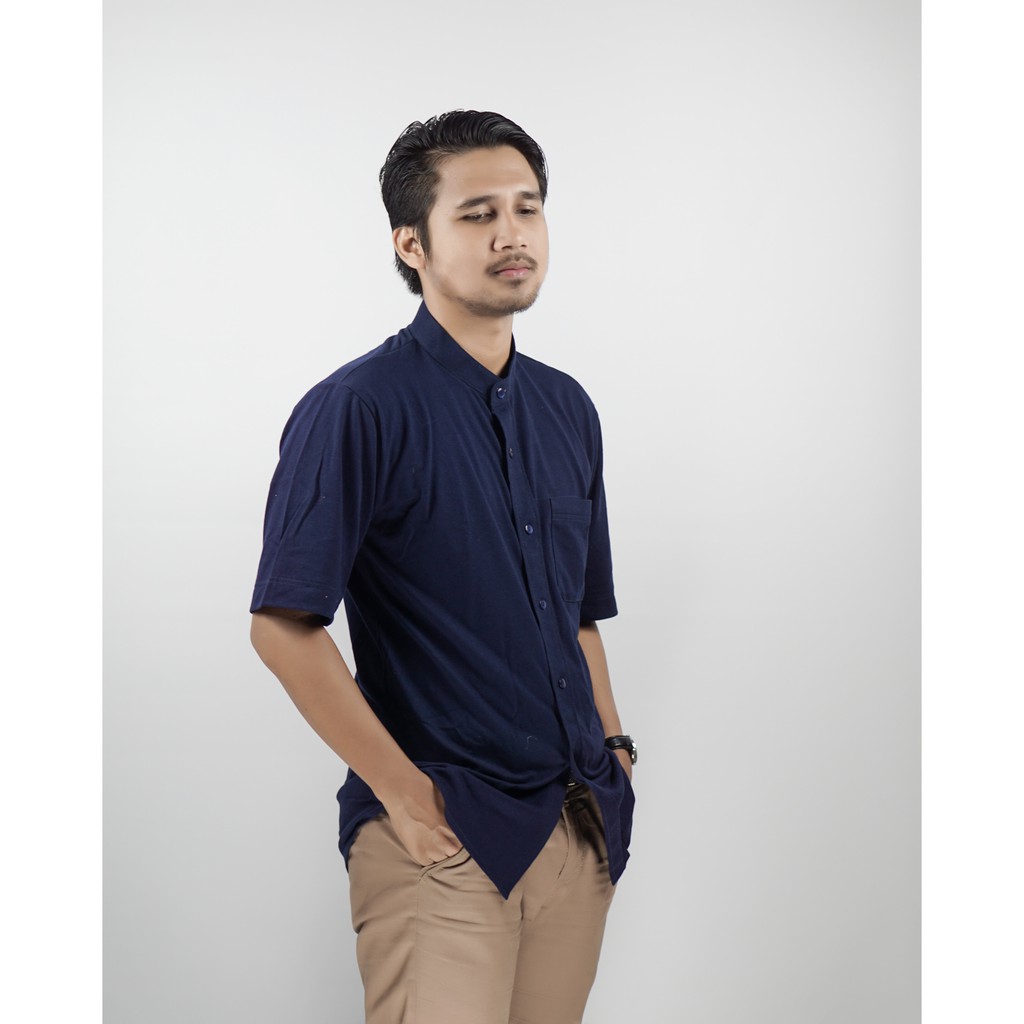 Kemeja Navy kerah Ciangi / Kemeja Biru Sanghai / Kemeja lengan pendek