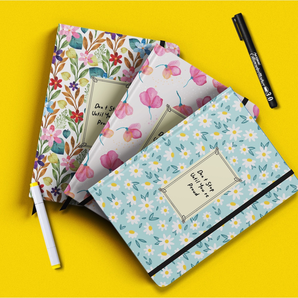 

Notebook Murah Lucu Ukuran A5 dan A6 Custom Buku Tulis Catatan Custom untuk Hadiah Motif Bunga Flowery Pattern Unik