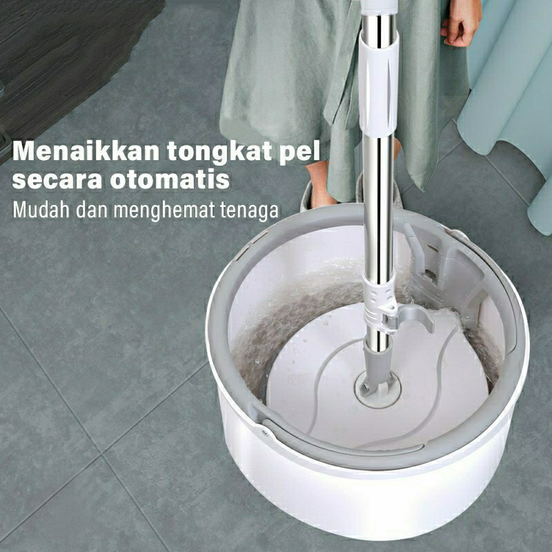 M01 Spin Mop Alat Pel Lantai Kain Pel Alat Pel Otomatis Flat Mop Putar Praktis Alat Pel Lantai Dengan Ember