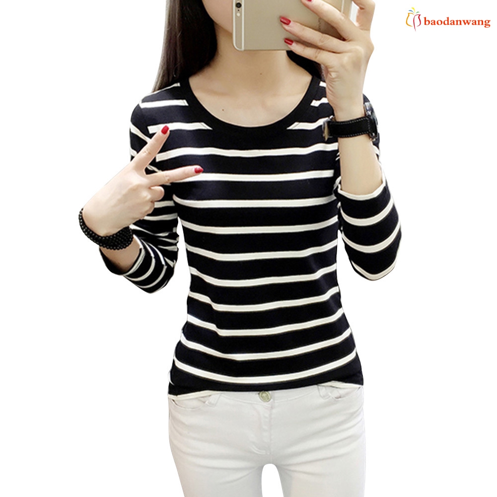  Kaos  Lengan Panjang Motif  Garis  Horizontal  Warna Hitam 