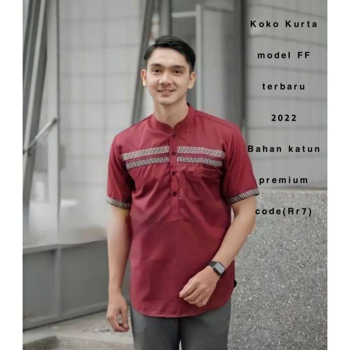 Baju Koko Kurta Pria Dewasa Lengan Pendek Material Catton Adem Serap Keringat