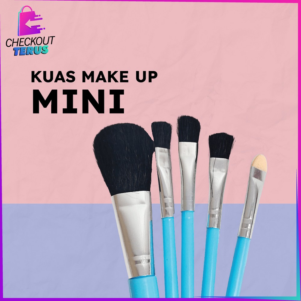 CT K129 Kuas Make Up Set 5 IN 1 Mini Travel Brush Eye Shadow Foundation Blusher Tools Set Alat Make Up