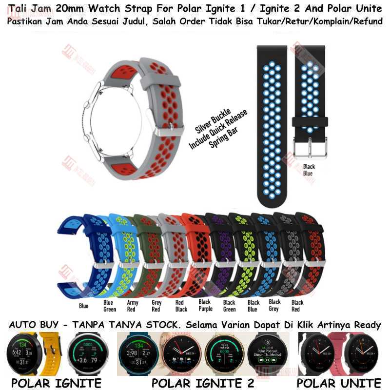 NSB Tali Jam 20mm Watch Strap Polar Ignite 1 2 / Unite - Rubber Sporty SIlikon