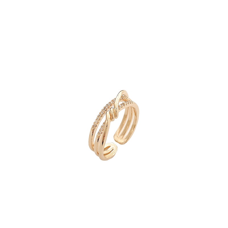 Cincin Jari Telunjuk Model Simpul Silang Aksen Berlian Untuk Wanita