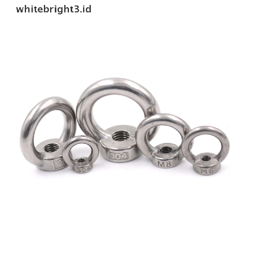 (whitebright3.id) M5 / M6 / M8 / M10 / M12 304 Cincin Pengangkat Mur Bahan Stainless Steel