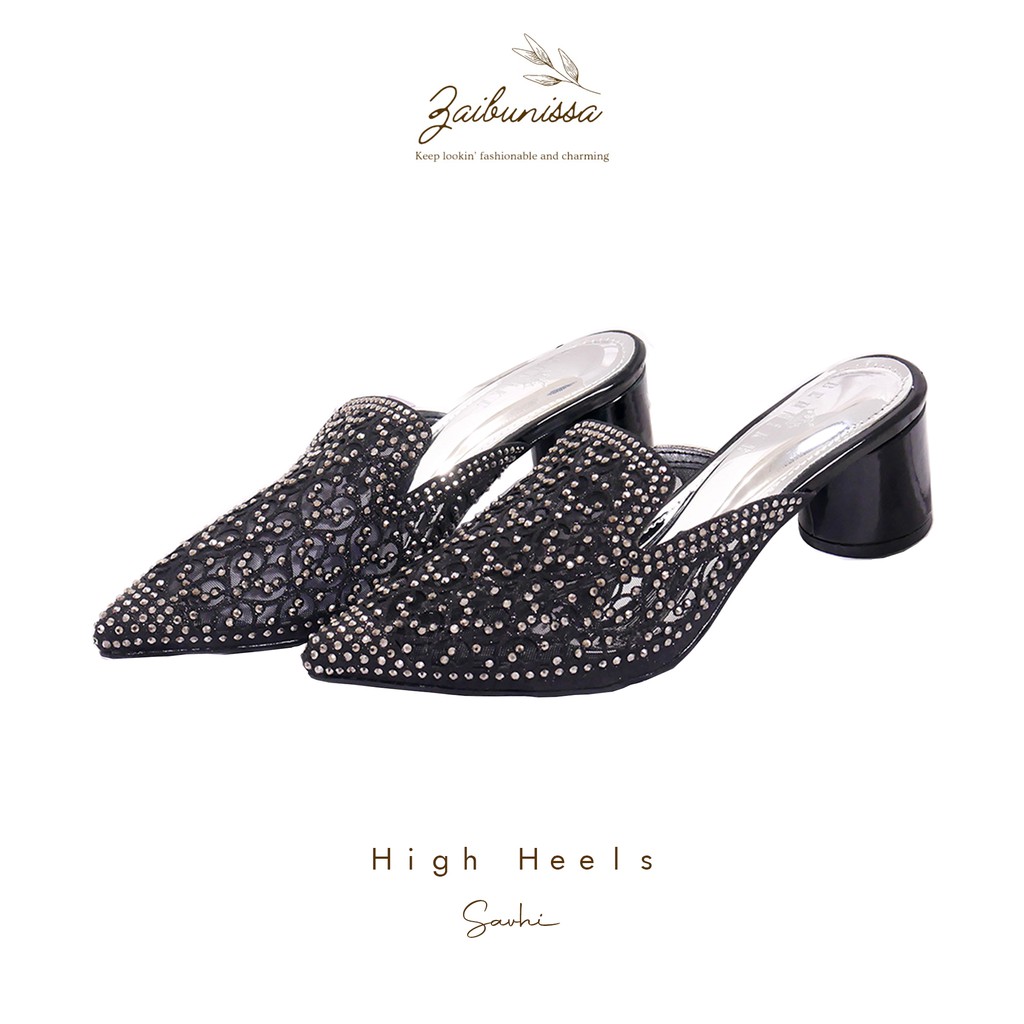 Sachi - Sandal Pesta Selop Mute Import Terbaru Sepatu Sandal Heels Hak Tahu Pesta Glossy Wanita Terb