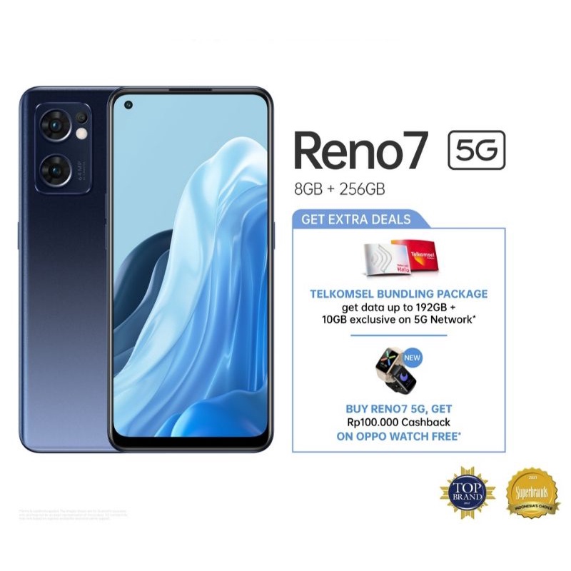 OPPO RENO 7 5G 8/256 FREE GIFT GARANSI RESMI OPPO INDONESIA