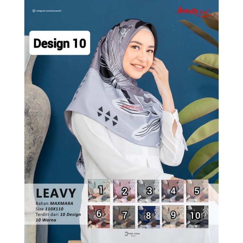 Jilbab Segi Empat Maxmara Leavy Motif By Azzura Premium Scarf - Hijab glossy jilbab motif segiempat