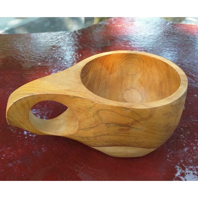 cangkir kuksa kayu jati