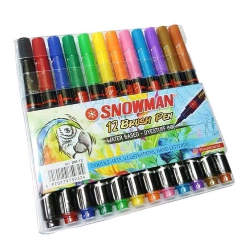 

SNOWMAN BRUSH PEN 12 WARNA BM-12/SPIDOL BRUSH PEN 24 COLOUR/PEN KUAS KALIGRAFI 12 WARNA